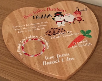 Personalized Heart Santa Treat Board | Christmas Eve Snacks