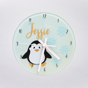 Reloj infantil personalizado con dibujos de animales, para habitación de niños, dormitorio, sala de juegos, regalos para niños pequeños, pingüino, panda, jirafa, tigre y zorro