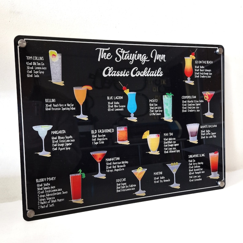 Example Personalised Cocktail Menu Personalised Cocktail Menu With Studs, Home Bar Decor, Pub Shed ...
