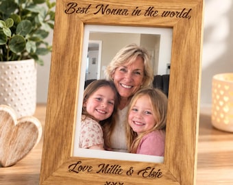Personalised Wooden Photo Frame, Engraved Gift for Grandma, Nana, Nonna, Mum