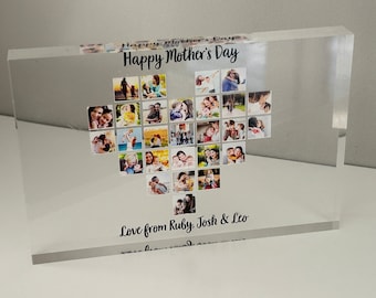 Personalisierte Herz Foto Acrylblock, Acryl Fotoblock, personalisierte Muttertagsgeschenke, Geschenk für Mama, Tante, Oma, Nan