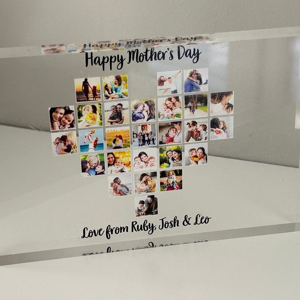 Personalisierte Herz Foto Acrylblock, Acryl Fotoblock, personalisierte Muttertagsgeschenke, Geschenk für Mama, Tante, Oma, Nan