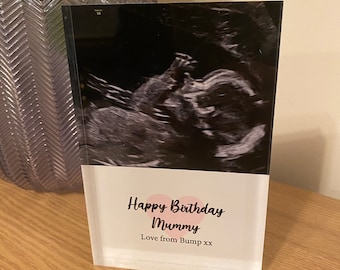 Personalisierte Geburt Scan Block, Acryl Foto Block, personalisiertes Foto, Fotogeschenk für Großeltern, Fotogeschenk für sie, Neugeborenen Geschenk