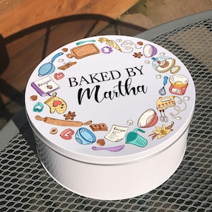 Personalised Baking Tin, Baked By Name, Cake, Biscuit, Treat Tin, Baking Gifts, Mother&#39;s Day, Birthday Gift for Mum, Grandma, Auntie, Uncle