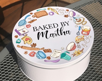 Personalised Baking Tin, Baked By Name, Cake, Biscuit, Treat Tin, Baking Gifts, Mother's Day, Birthday Gift for Mum, Grandma, Auntie, Uncle