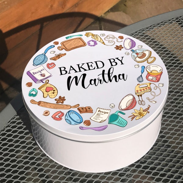 Personalised Baking Tin, Baked By Name, Cake, Biscuit, Treat Tin, Baking Gifts, Mother's Day, Birthday Gift for Mum, Grandma, Auntie, Uncle