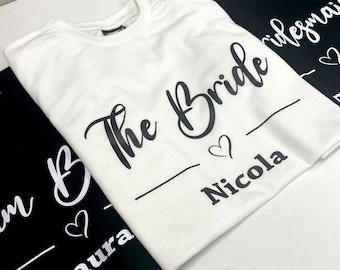 Personalised Hen Party T-Shirts, Team Bride T Shirts UK, Hen Do Party Tops, Bride Squad for Bride to be, Hen Party Name T-Shirts