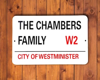 Personalised London Style Street Sign | Mancave, Bedroom, Home Sign | Add Any Text | Gift for Family, Dad, Mum, Teenager | Your Postcode