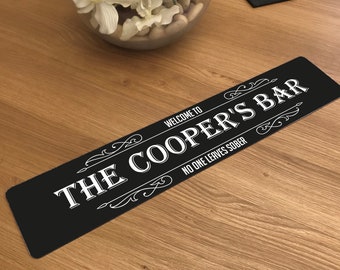 Personalised Vintage Bar Mat | Home Bar, Pub Shed Accessory | Slim Mat / Runner | Gifts for Him for the Family | Father's Day Gifts for Dad