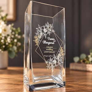 Personalised Special Anniversary Vase | Diamond, Golden, Ruby, Silver Wedding | 60, 50, 40, 25 Years | Gifts for Parents, Grandparents