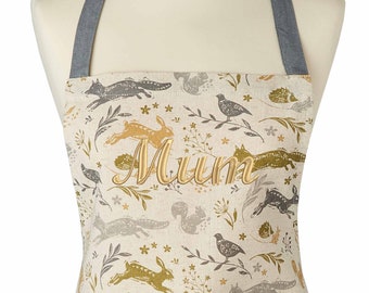 Personalised Cooking Apron, Woodland Kitchen Apron, Mothers Day Personalised Gift, Cooking Apron, Personalised Name Cooking