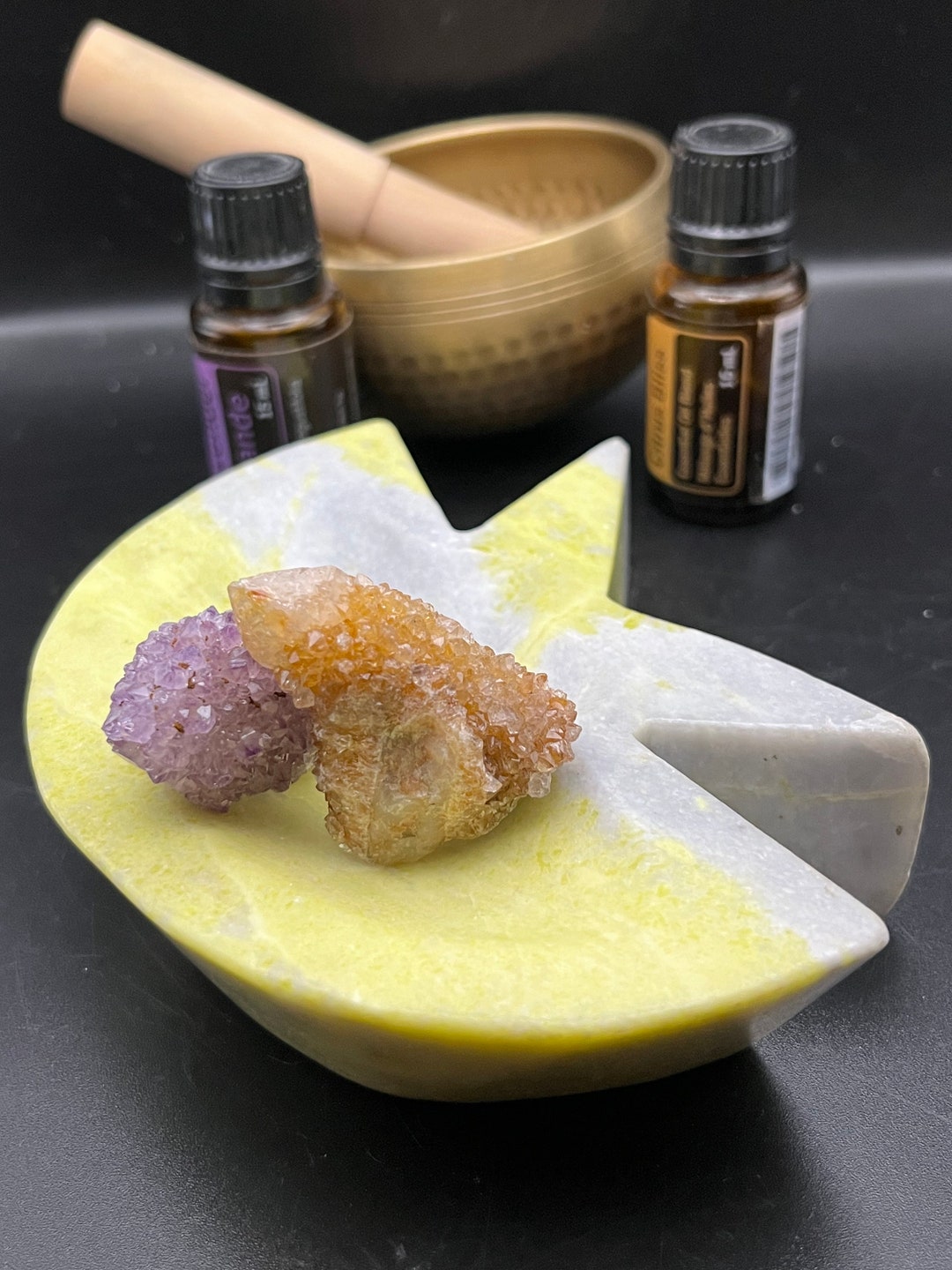 Cauliflower Unique Shape Jade Bowl / Altar Shrine / Jade Crystal Dish