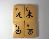 Vintage Upcycled Mahjong Tile Magnet Set of 4 North East South West Winds Honor Suit Direction N E S W