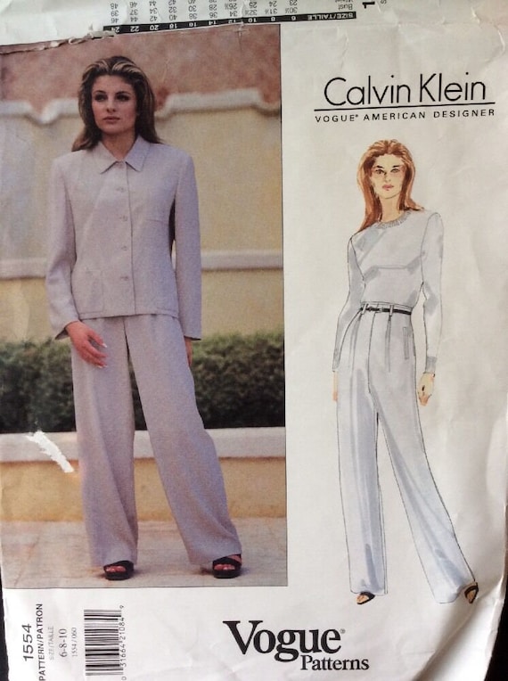 Vogue Sewing Pattern Calvin Klein 1554 Jacket Pants Loose Fit | Etsy