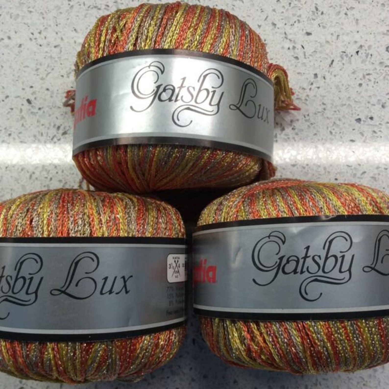 Gatsby Lux Katia Yarn Lot of 3 Orange Yellow Metallic 3808 50g Etsy UK