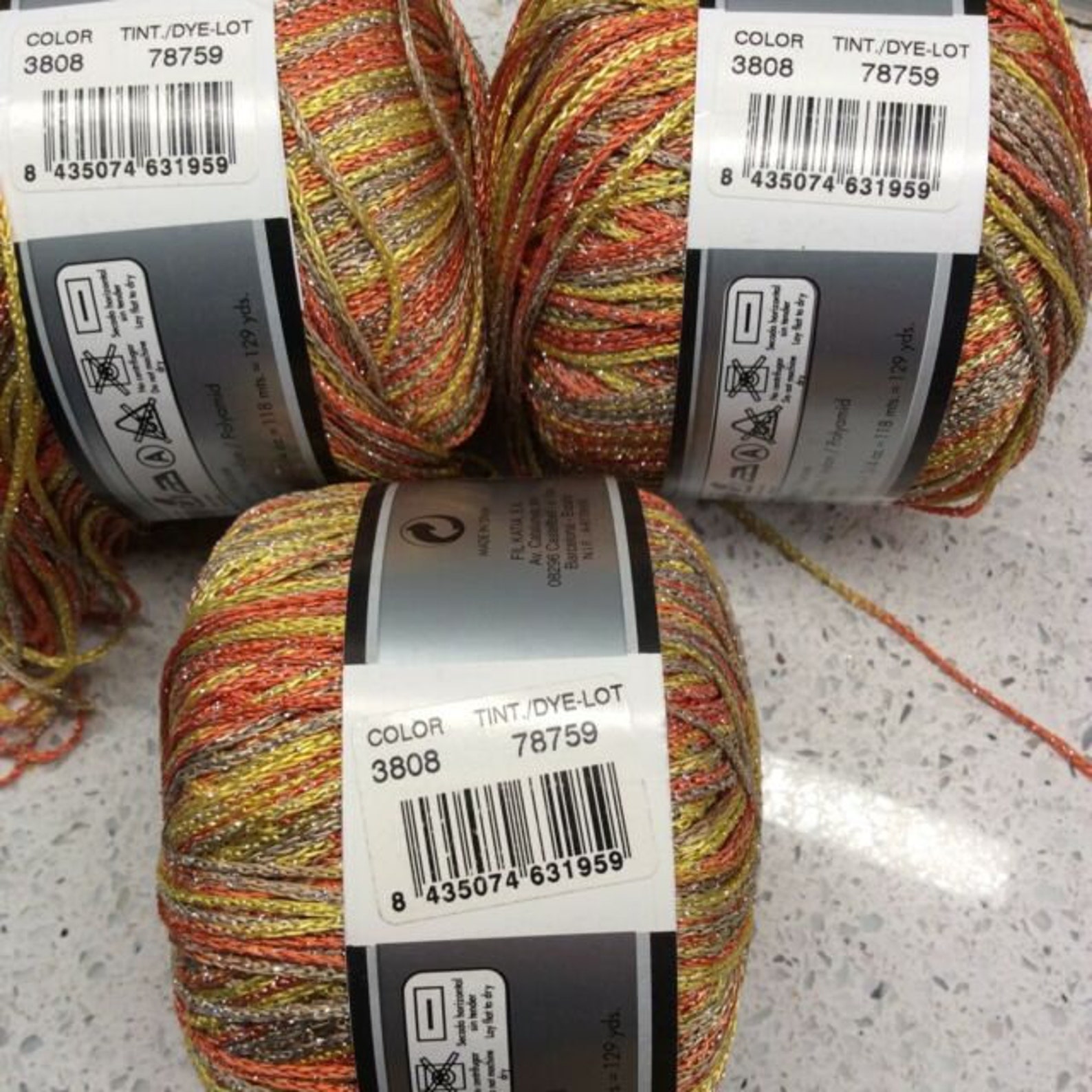 Gatsby Lux Katia Yarn Lot of 3 Orange Yellow Metallic 3808 50g Etsy UK