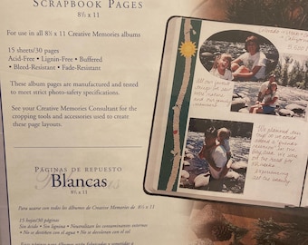 Creative Memories 8.5 X 11 White Scrapbook Refill Pages New 15 Sheets 30 Pages 2002
