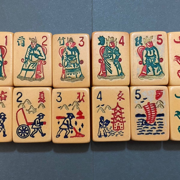 Vintage Upcycled Mahjong Tile Game Pin Brooch Jewelry Repurposed