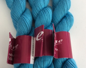 Ella Rae Bamboo Silk Yarn Lot Of 3 Skeins BS-11 Azure Blue 50g 90m