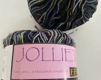 Filati FF Yarn Jolliet Black Multi 26 Lot Of 2 Skeins Ribbon Rainbow FFF
