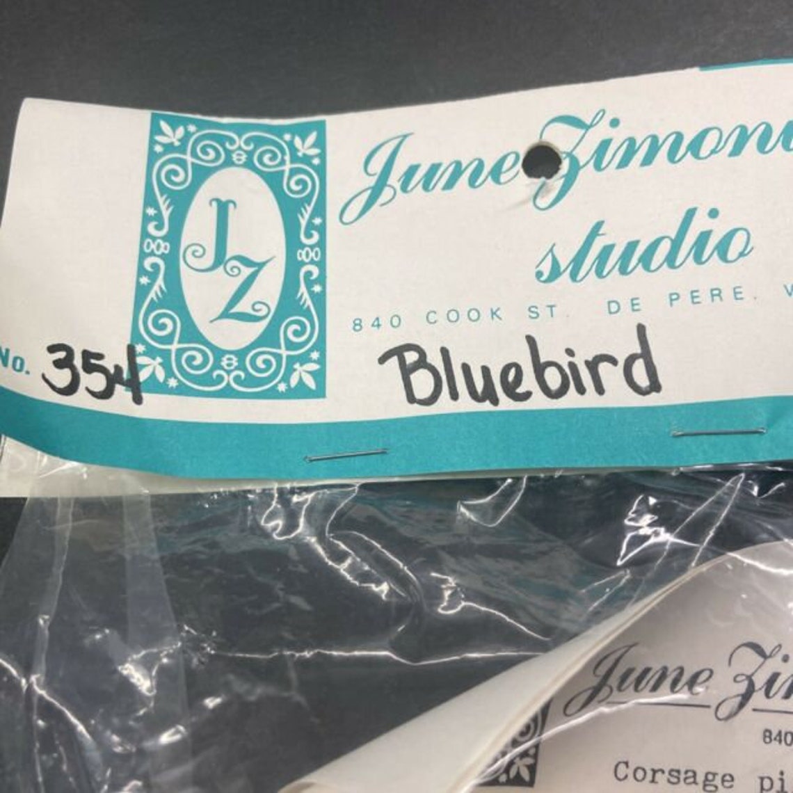 June Zimonick Studio 354 Bluebird White Crystal Bead Christmas Ornament