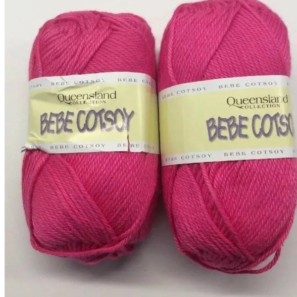 Bebe Cotsoy Yarn Queensland Lot Of 2 Skeins Hot Pink 19 50g Soy Cotton