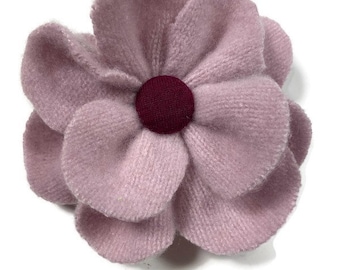 Upcycled Sweater Felted Wool Pink Oversized Flower Pin Brooch One Of A Kind GI