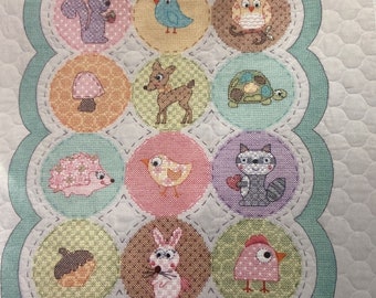 Happi Woodland Baby Quilt Dena Designs Stamped Cross Stitch Kit Animals