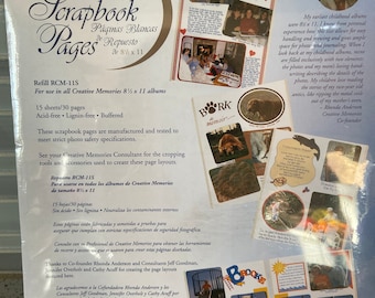 Creative Memories 8.5 X 11 White Scrapbook Refill Pages New 15 Sheets 30 Pages 2000