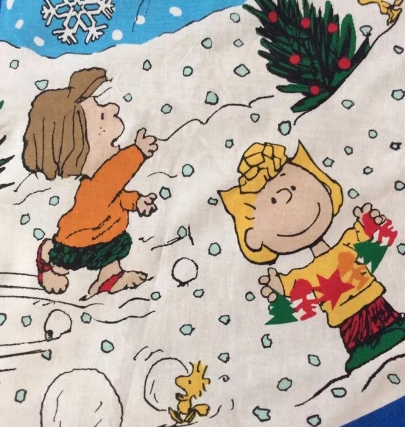 Charlie Brown Peanuts Concord Fabric Panel Christmas Tree Etsy