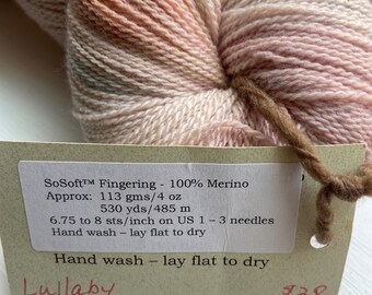 Backyard Fibers 2 Ply SoSoft Fingering Yarn 100% Merino Wool Lullaby 4 Oz 530 Yd