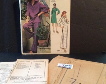 Vintage Vogue American Sewing Pattern 1060 Anne Klein Sz 14 Misses Dress Top Pants Factory Folded