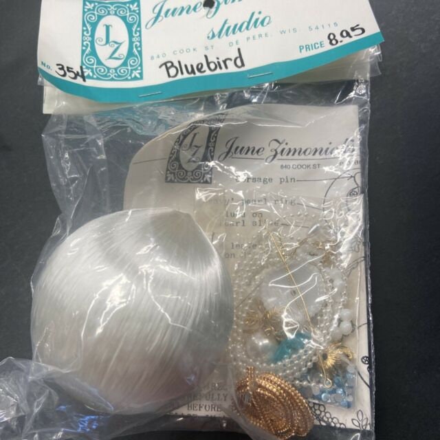 June Zimonick Studio 354 Bluebird White Crystal Bead Christmas Ornament