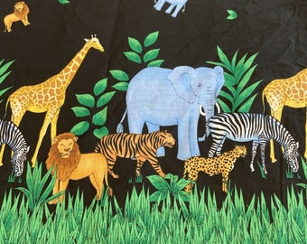 Jungle Safari Zoo Fabric Traditions Material Zebra Lion Elephant Giraffe Tiger