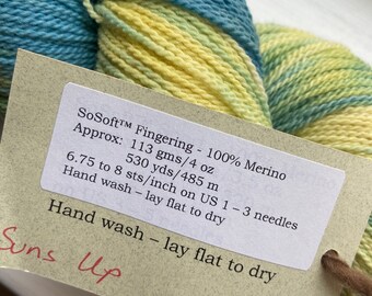 Backyard Fibers 2 Ply SoSoft Fingering Yarn 100% Merino Wool Suns Up 4 Oz 530 Yd