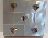 Vintage Kaycraft genuine mother of pearl compact decorated with hearts