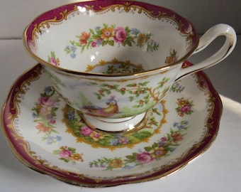 Royal Albert Chelsea Taza de pájaro y porcelana de hueso de platillo hecha en Inglaterra