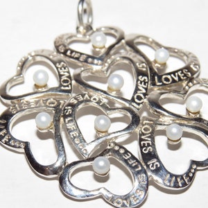 Loves is Life sterling pendant with seed pearls
