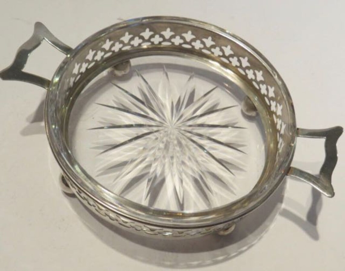 Exquisite BIRKS Sterling Silver Butter Dish With Finest Crystal Glass