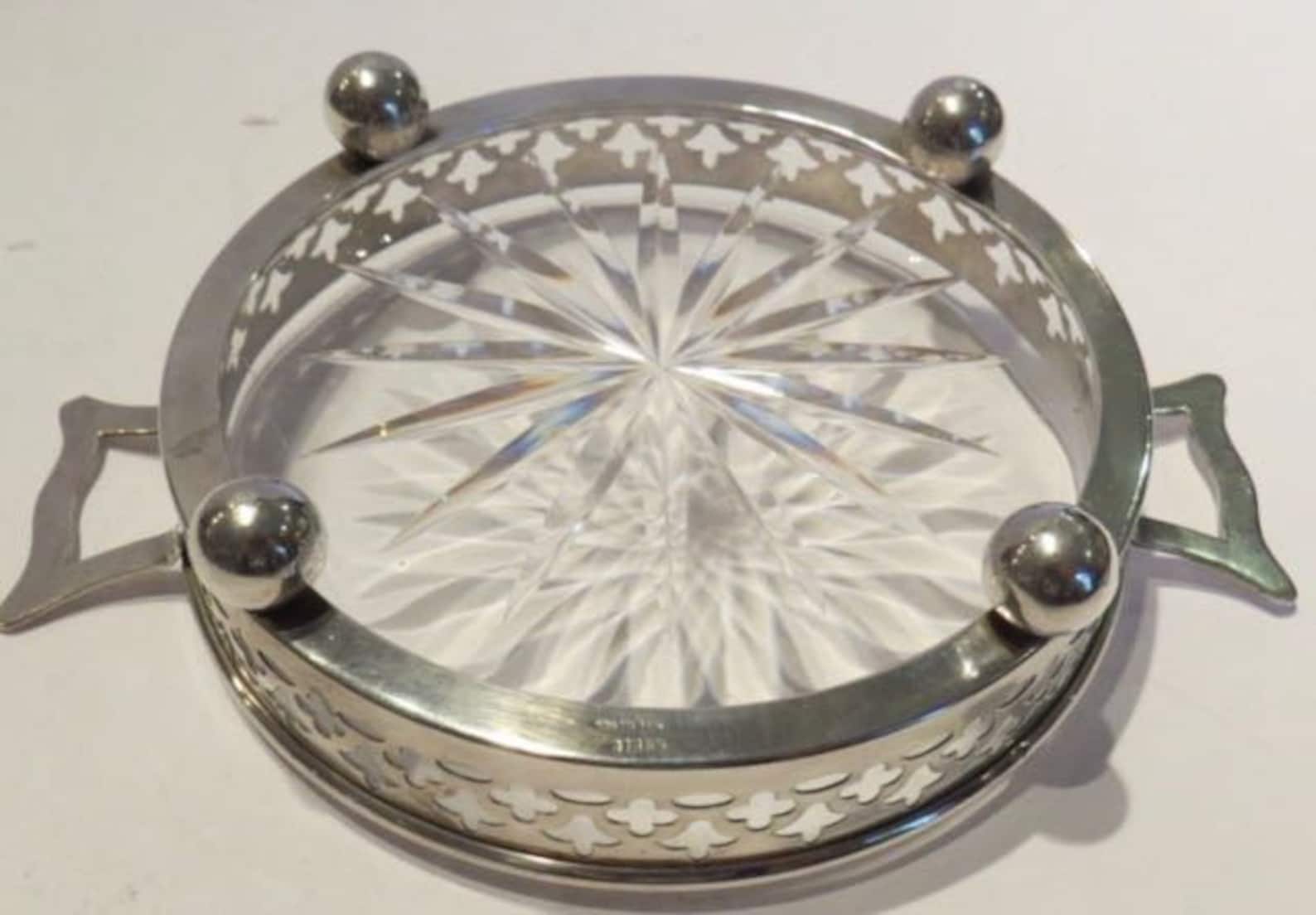 Exquisite BIRKS Sterling Silver Butter Dish With Finest Crystal Glass