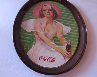 Coca Cola ltd ed 1977 de 1938 calendario chica repro metal bandeja de servir