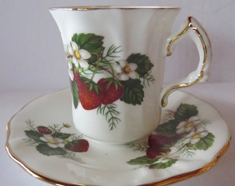 Exquisite Hammersley Strawberry Ripe bone china espresso cup and saucer