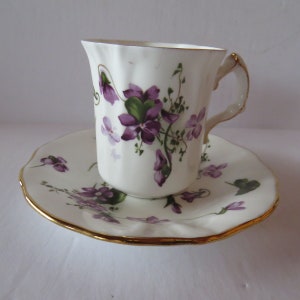 Victorian violets exquisite Hammersley bone china espresso cup and saucer