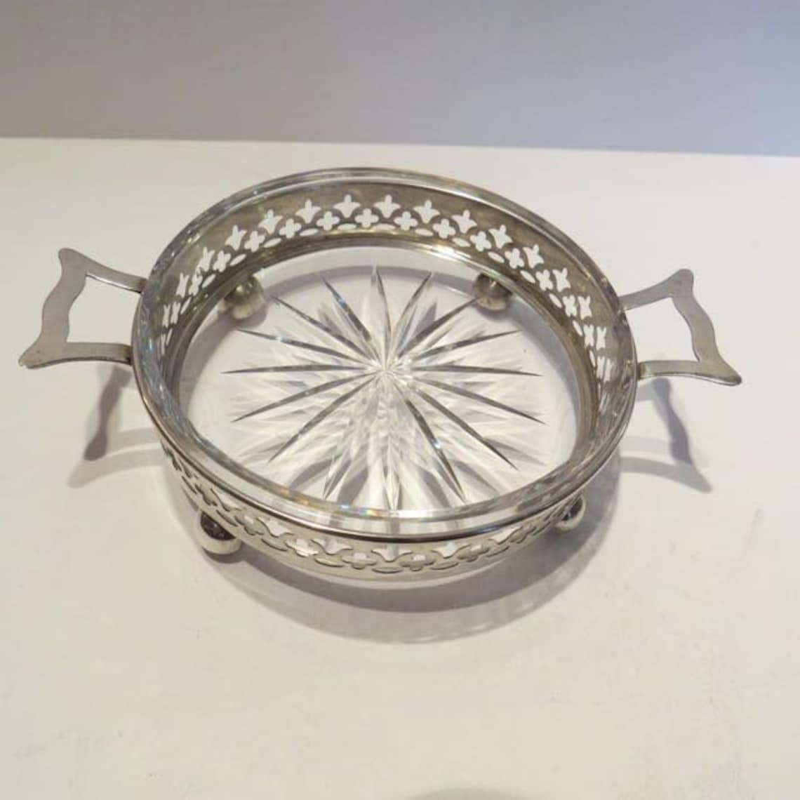 Exquisite BIRKS Sterling Silver Butter Dish With Finest Crystal Glass