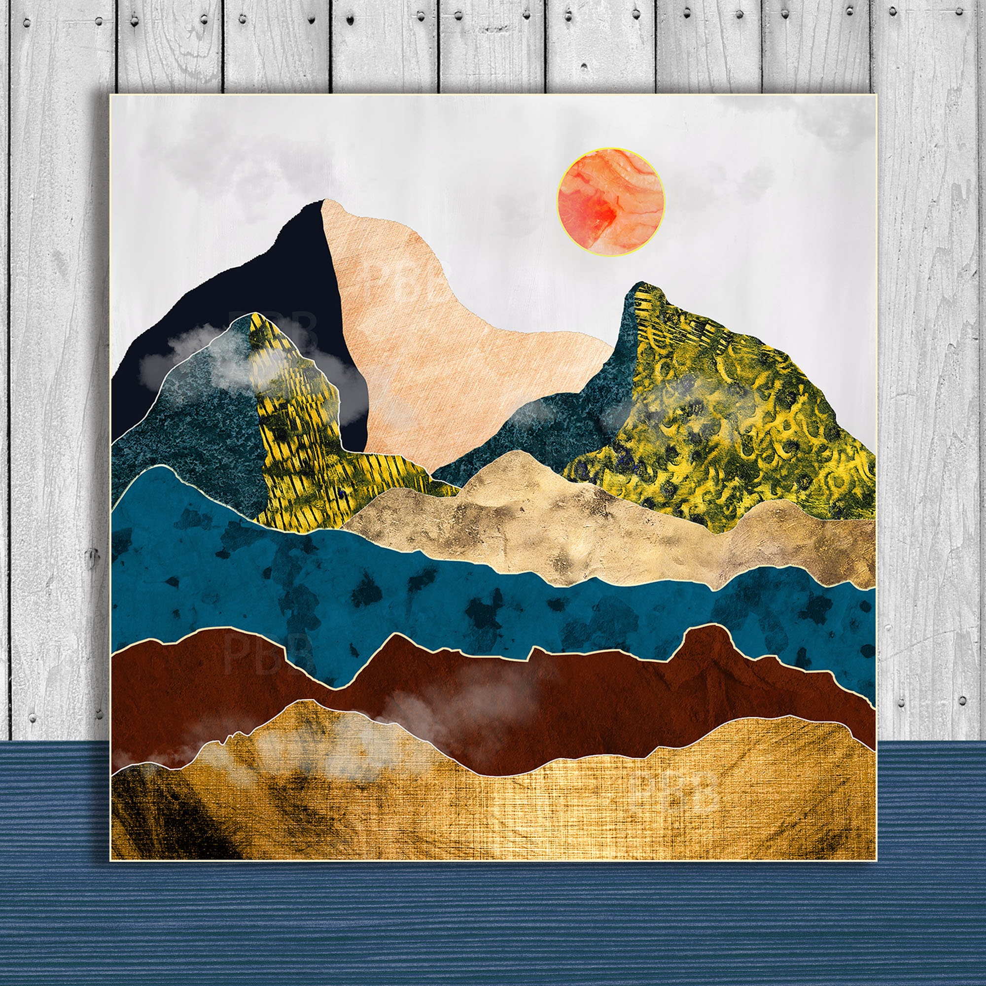 ヤヨマウンテンビュー Mountain View, Digital Art, Abstract Art Design, Ukiyo-e, Abstract