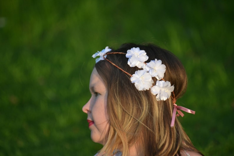 On the cloud Floral Wreath flower headband fairy summer wreath hair crown wedding wreath bride hair accessories fantasy romantic rustic
