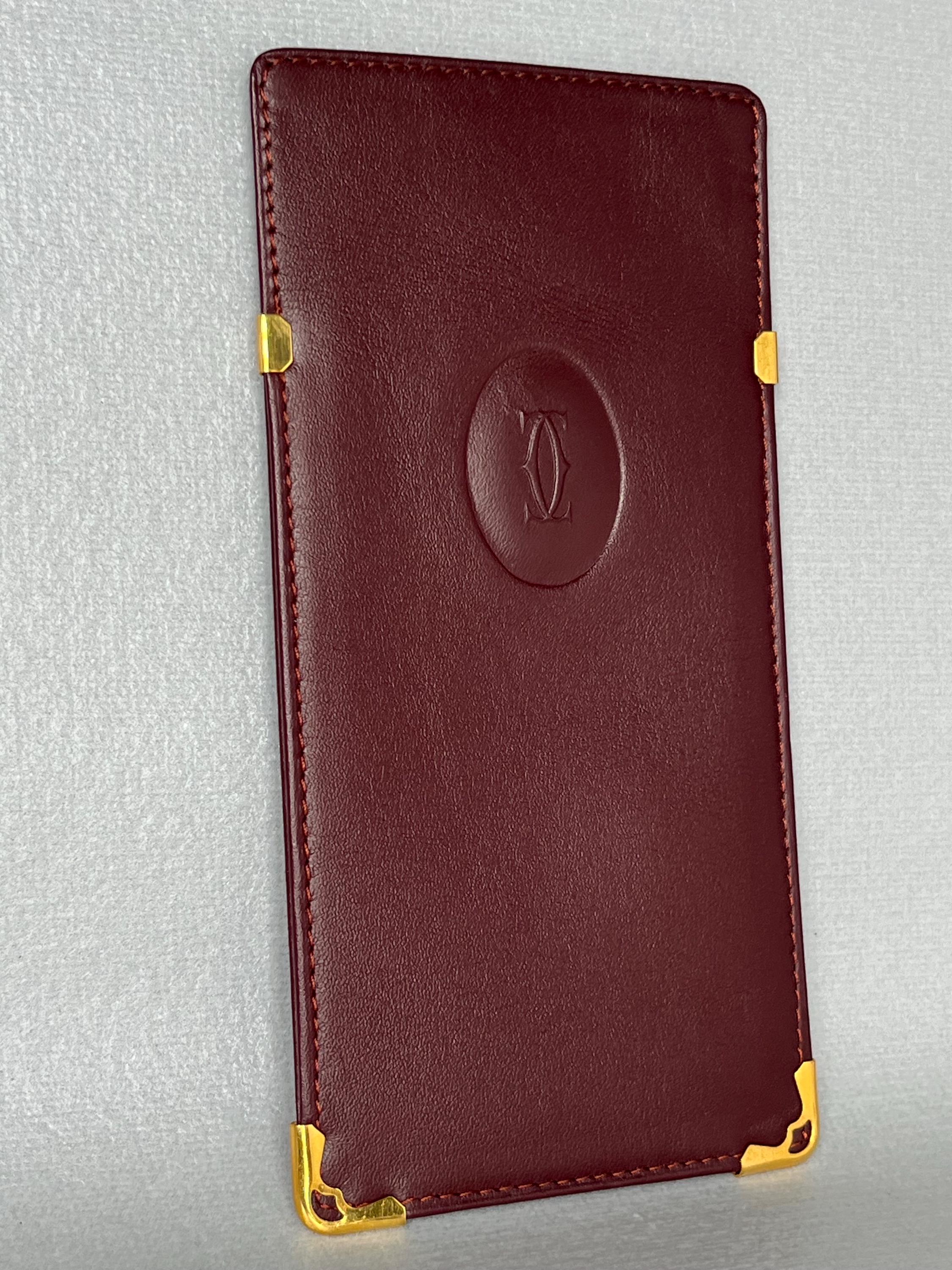 Cartier Burgundy Leather Sunglasses Case with Gold Accents Sunglasses Cartier_ Leather Case Case For Eyewear Sunglasses main image 4