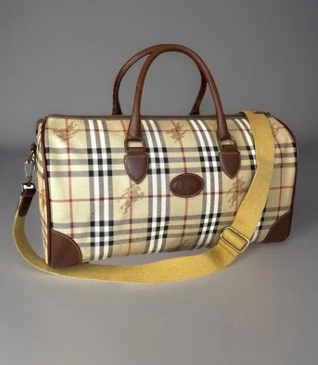 バッグ Burberrys Vintage CheckBoston Travel Bag Authentic Burberry Vintage Haymarket Check Boston Bag Travel