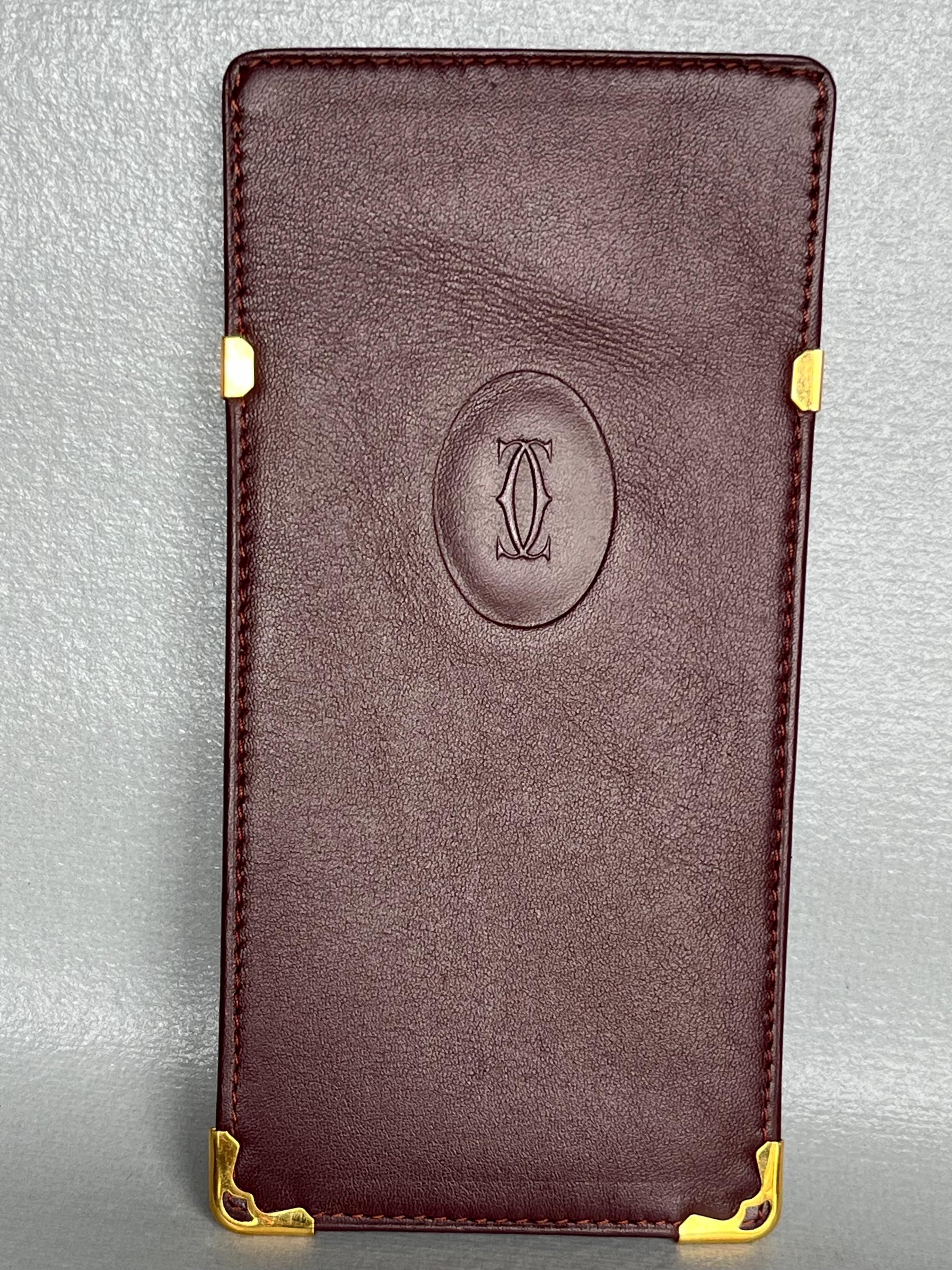 Authentic Cartier Burgundy Leather Glasses Case - Gold 