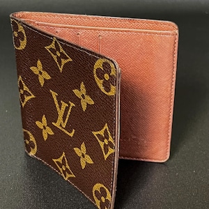 Auténtica cartera unisex Louis Vuitton Monogram LV, compacta, diseño plegable, fácil, monedero pequeño, bolso de mano, bolsillo.